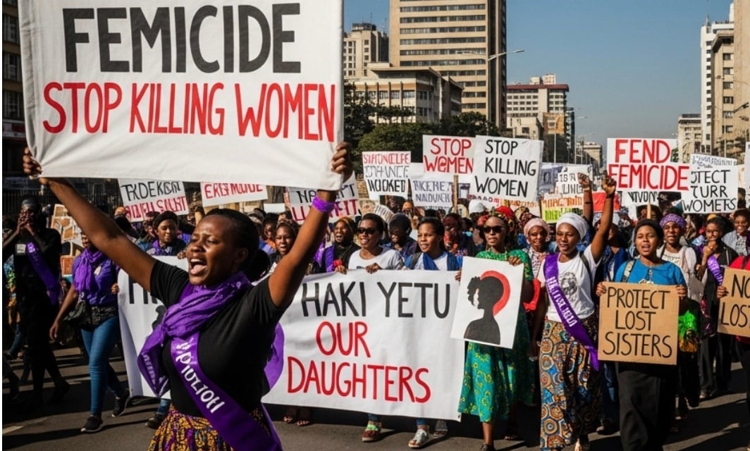 File image of women protesting against femicide, image courtesy of AI.